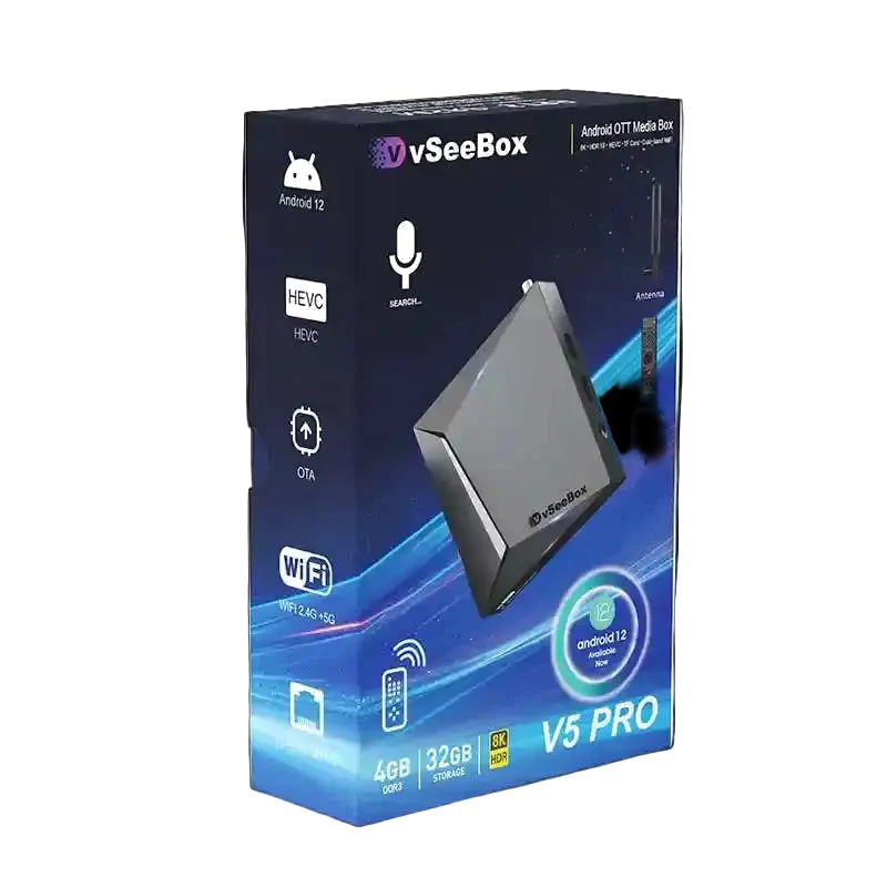 vSeeBox V5 Pro 6K Android TV box with 4GB RAM and 32GB storage